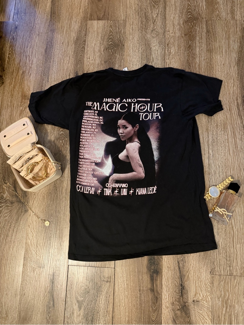 Jhene Aiko Magic Hour Tour 2024 Concert Tee Size M Double Sided Graphic Shirt